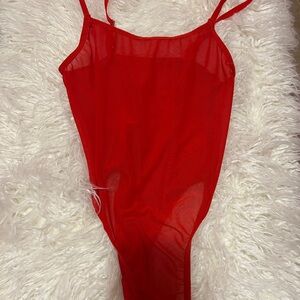 Red Sheer Bodysuit